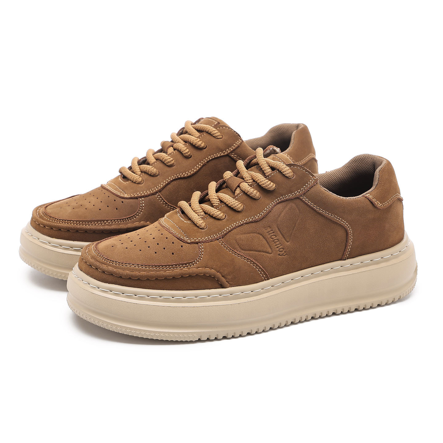 Men's First Layer Leather Sporty Casual Shoes Trendy All-match Board Sneakers